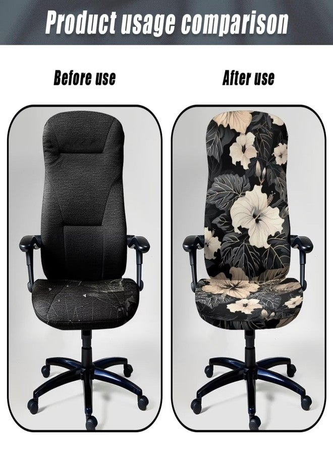 Wanzuoeng Hibiscus Print Computer Desk Chair Seat Cover Dust-Proof Washable Rotating Office Chairs Slipcover with Elastic Bottom - Image 5